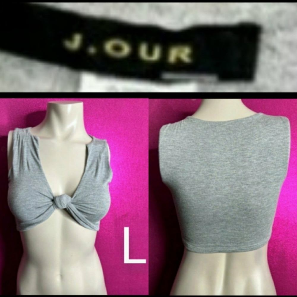 🆕Sexy Charcoal Grey Front Knot Detail Crop Top   Size L